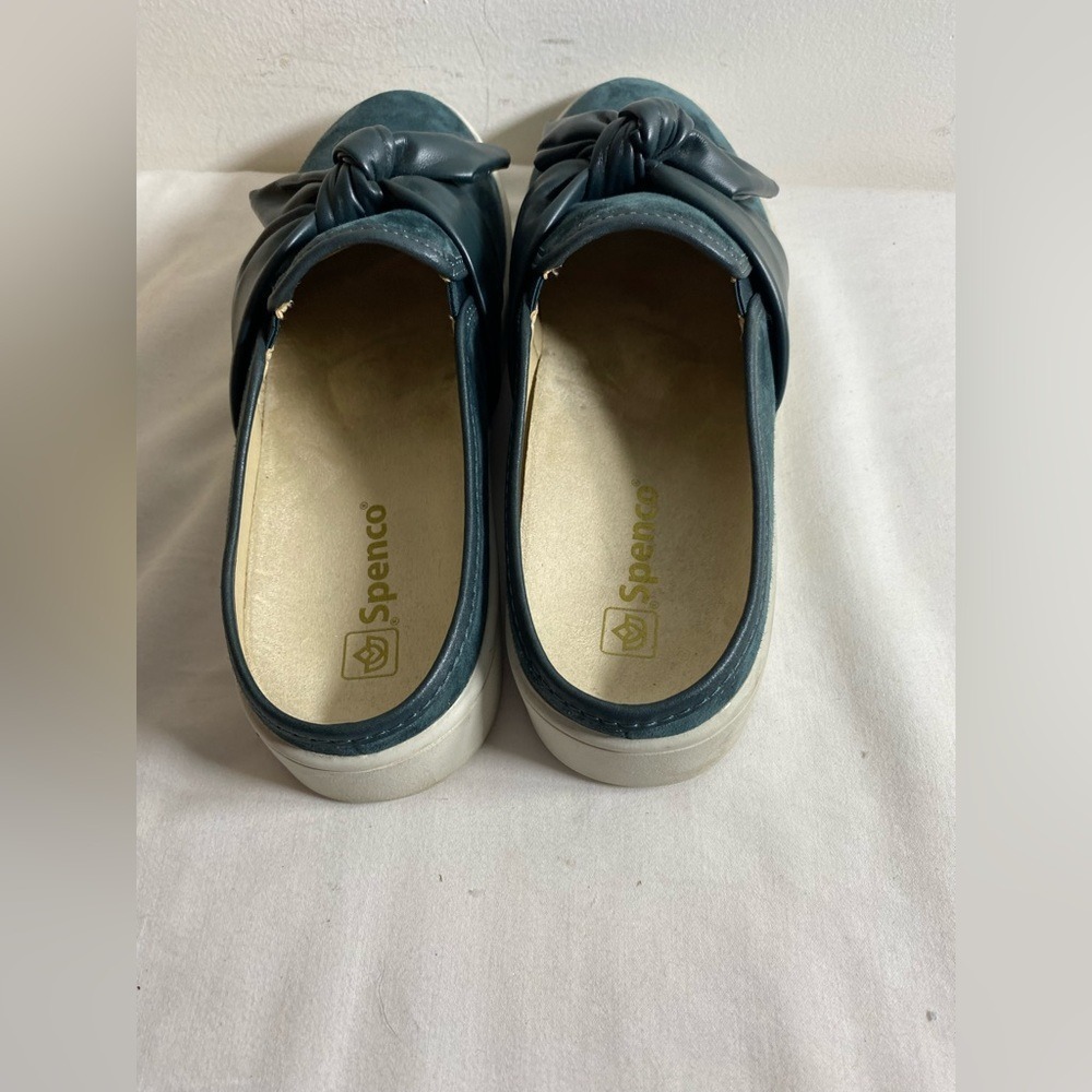Spenco‎ Teal Suede Bow Mules Slip On Sneakers Women Size Unknown - Picture 3 of 5